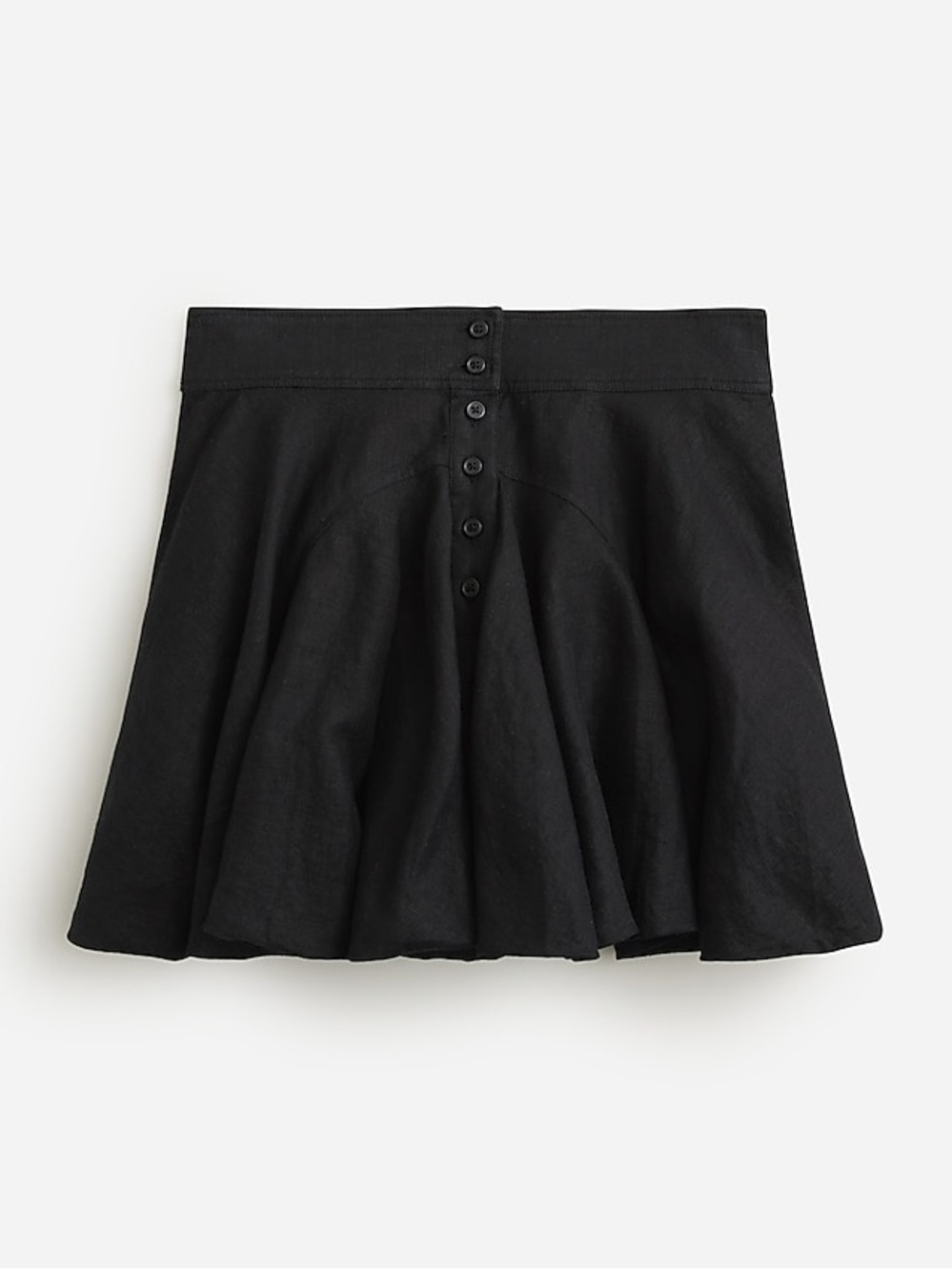 NWT J.Crew Black Button-Front Linen Skirt